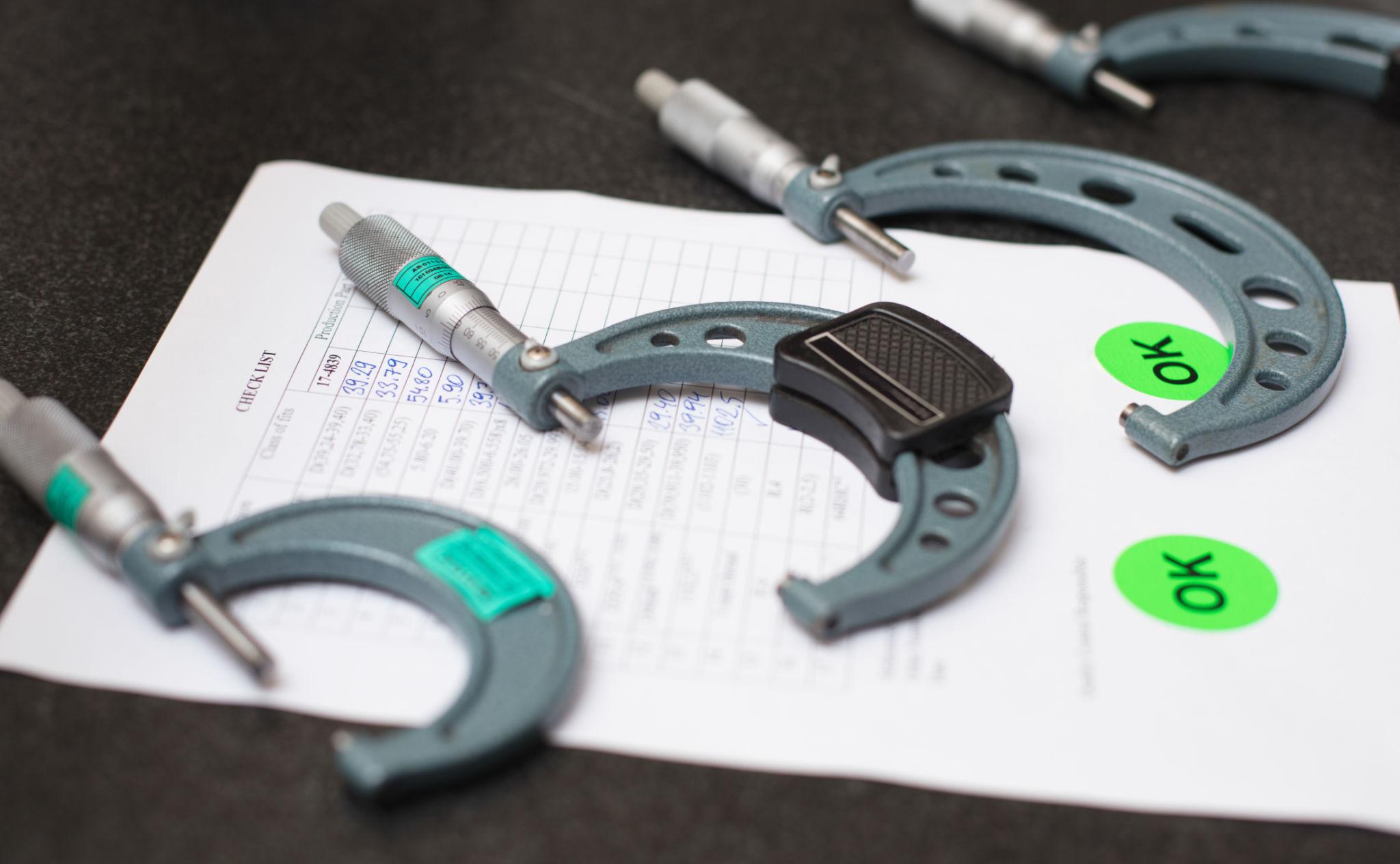 In-process and final inspection tools used in industrial quality control manufacturing