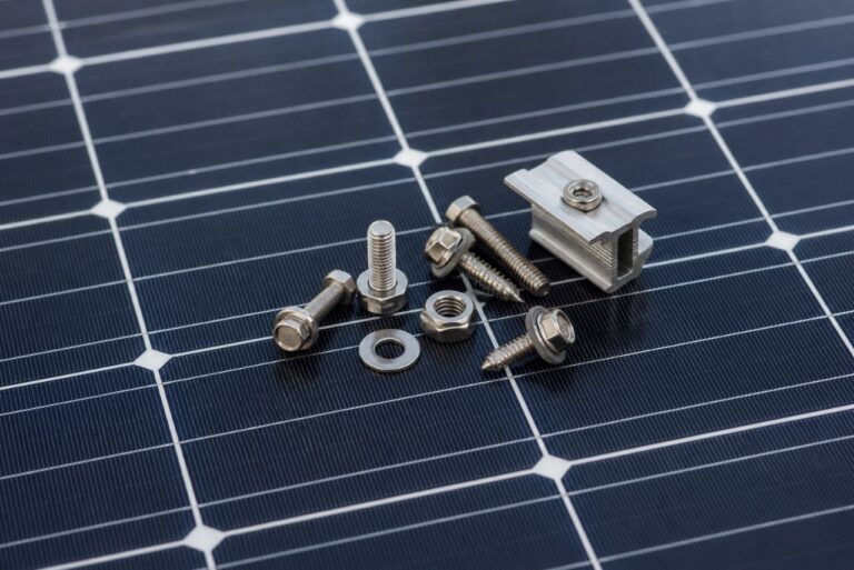 Industrial fasteners and metal components used in solar and renewable energy systems
